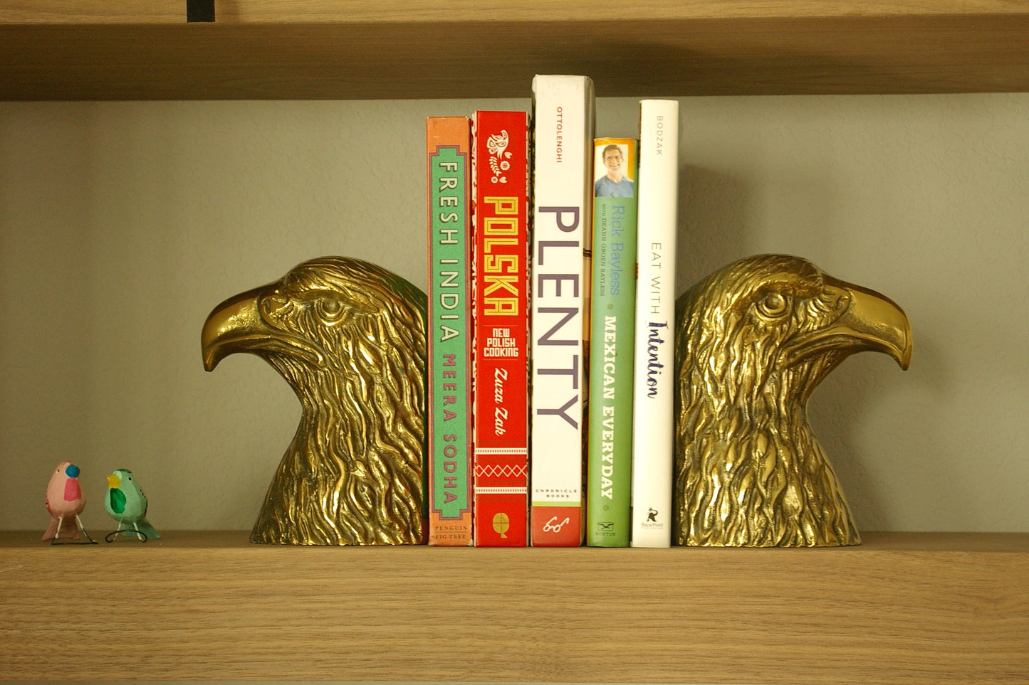 Pair of Vintage Brass Eagle Head Book Ends