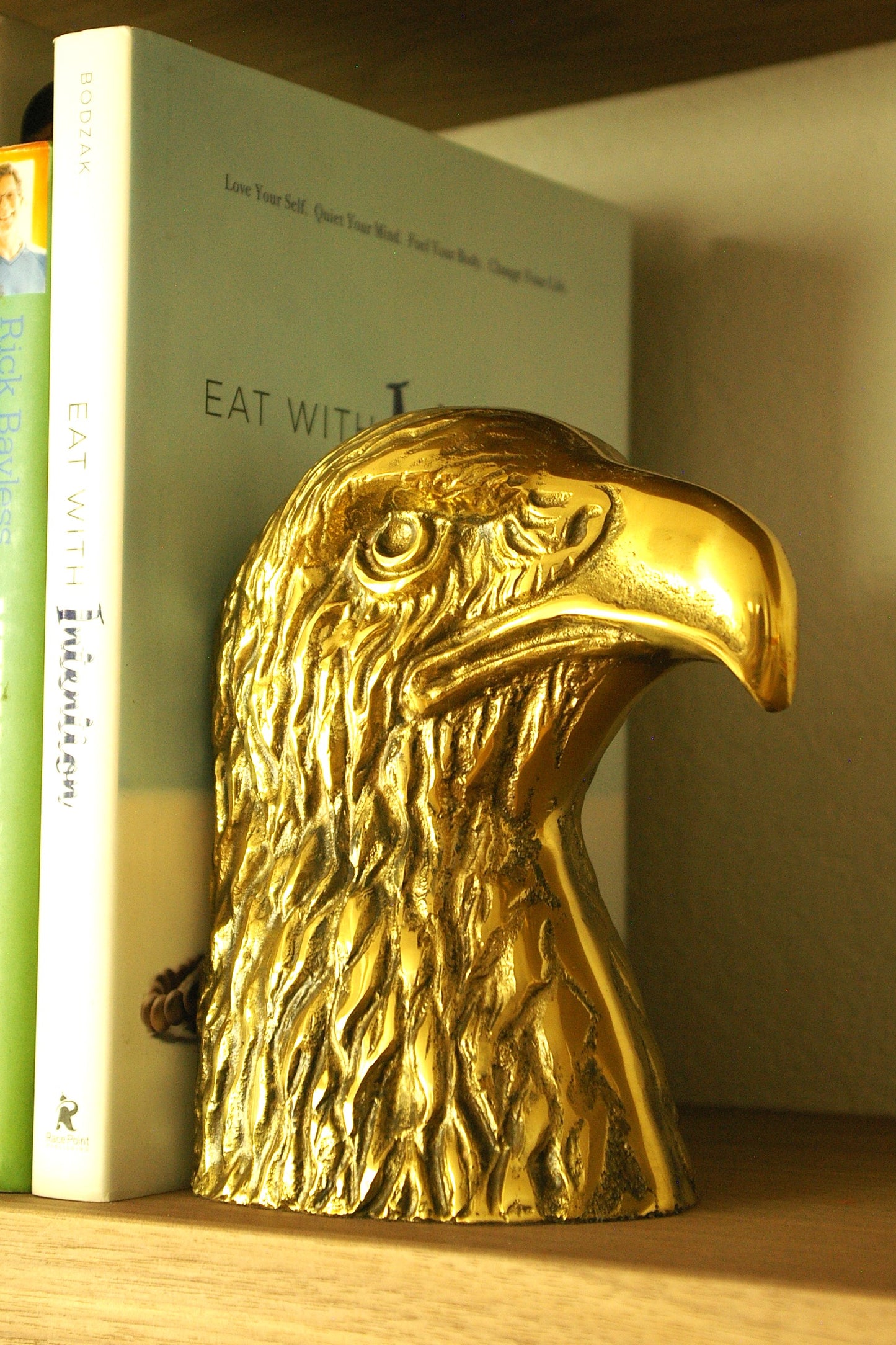 Pair of Vintage Brass Eagle Head Book Ends