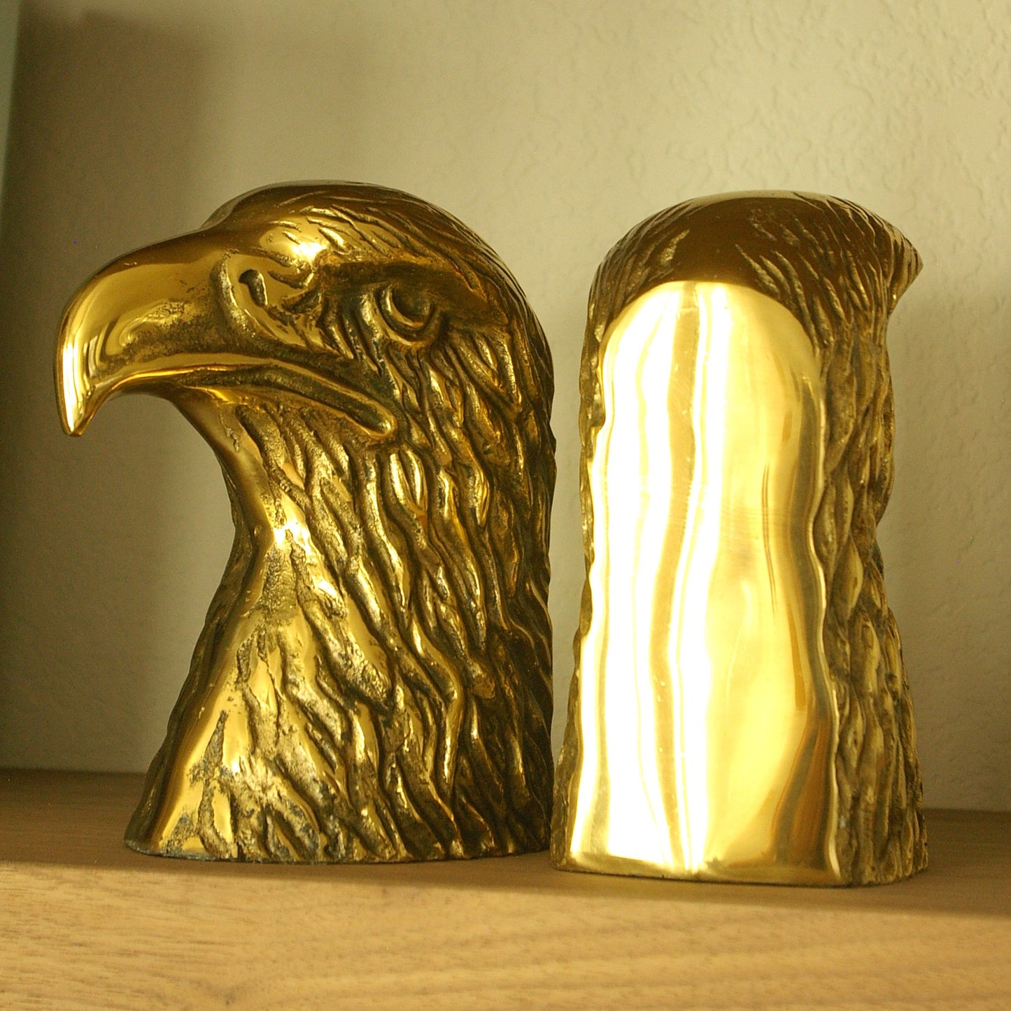 Pair of Vintage Brass Eagle Head Book Ends