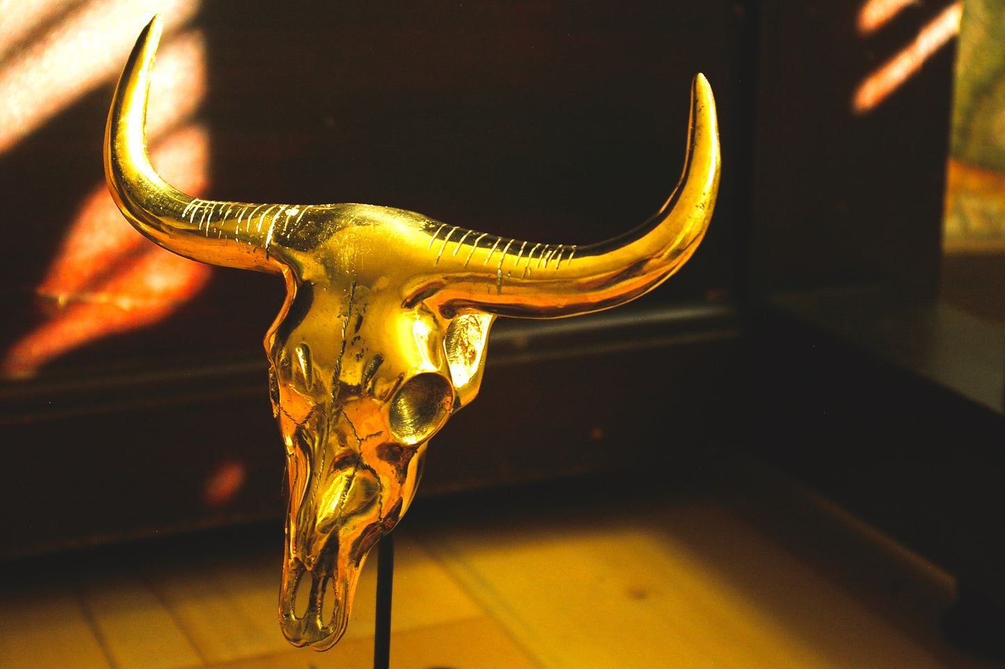 Brass Bull Skull Sculpture