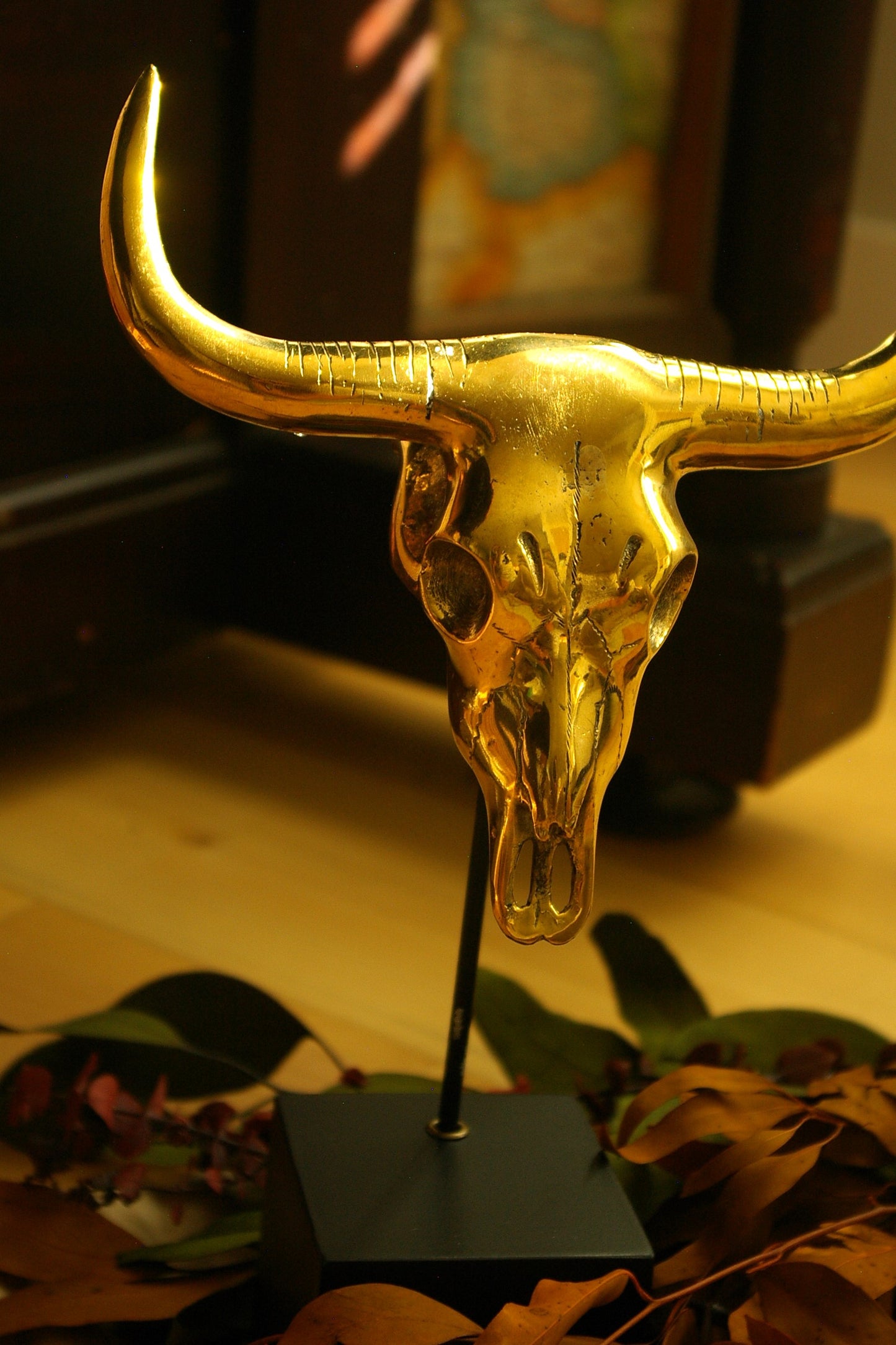 Brass Bull Skull Sculpture