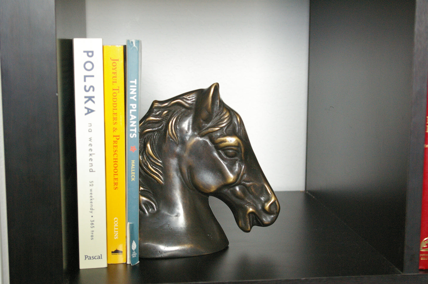 Vintage Ceramic and Brass Glazed Horse Head Bookends - Set of 2