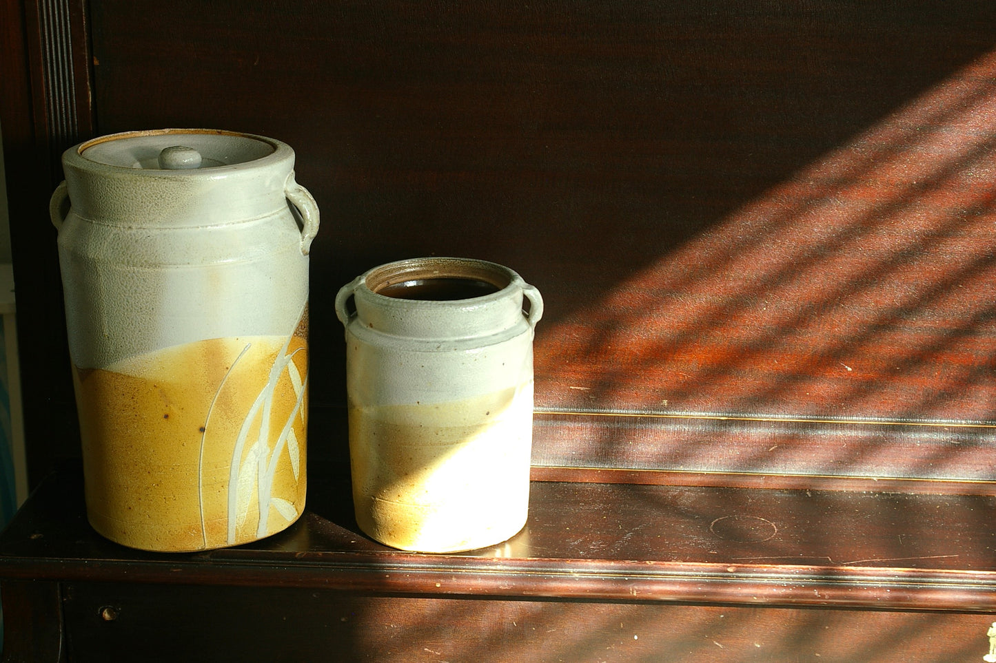 Handcrafted Stoneware Jars - Set of Two