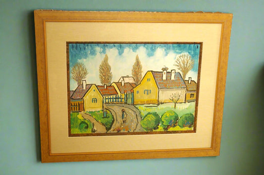 Vintage Countryside Original Painting by Unknown Artist